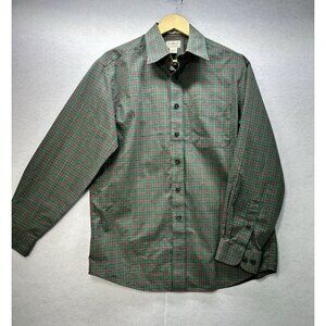 LL Bean Plaid Shirt Medium‎ Red Green Wrinkle Resistant Cotton Heritage Outdoor